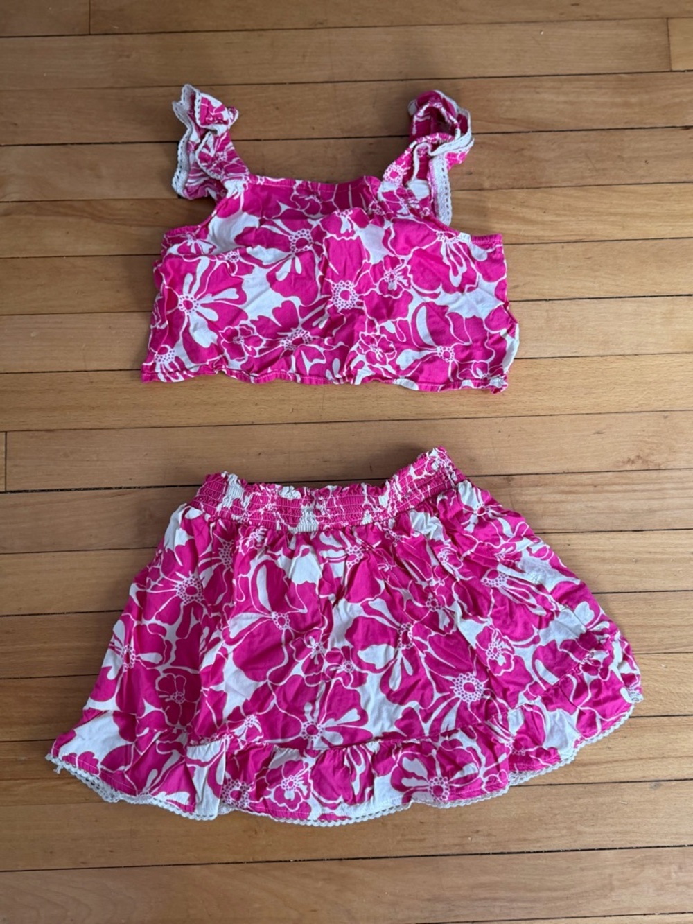 Girls Gap Pink Floral Two-Piece Skirt Set - L/10